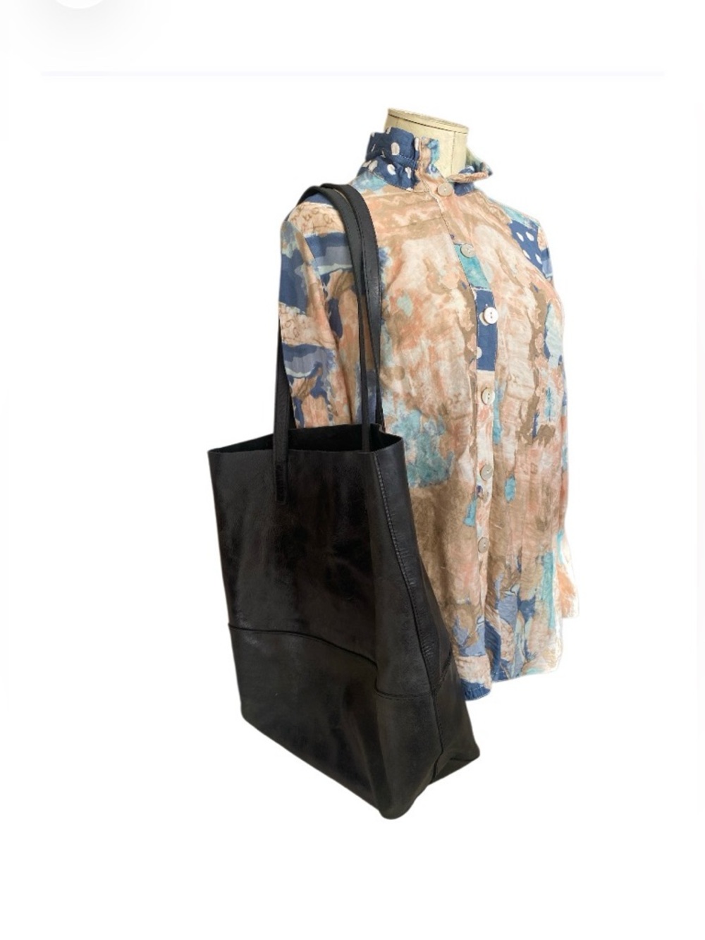 Able Classic Black Leather Tote bag very good condition - Picture 4 of 15